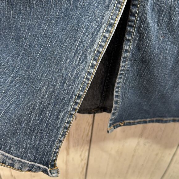 Vintage No Fuze Denim Maxi Skirt Western Turquoise Button Y2K Modest Boho Retro - Picture 14 of 16